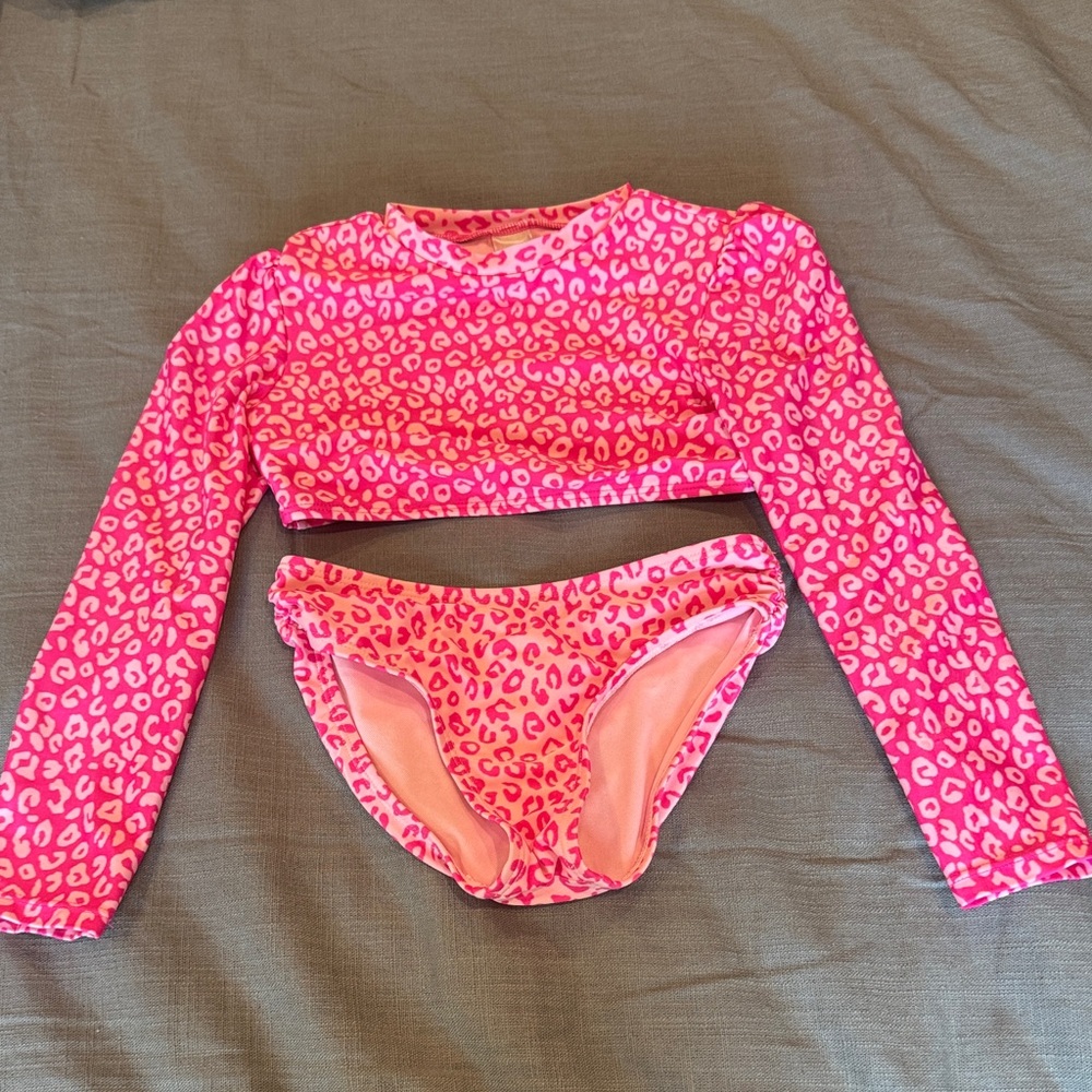 Cat & Jack Pink Animal Print Kids Rashguard Set